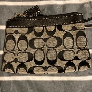Coach Black and Cream Monogram Wristlet